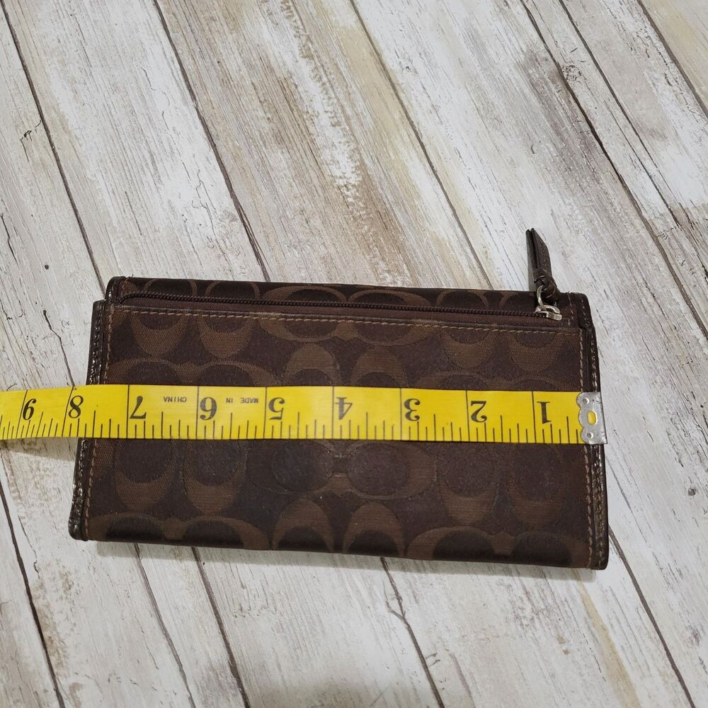 Coach Signature Trifold Large canvas Checkbook Wallet - Picture 5 of 8